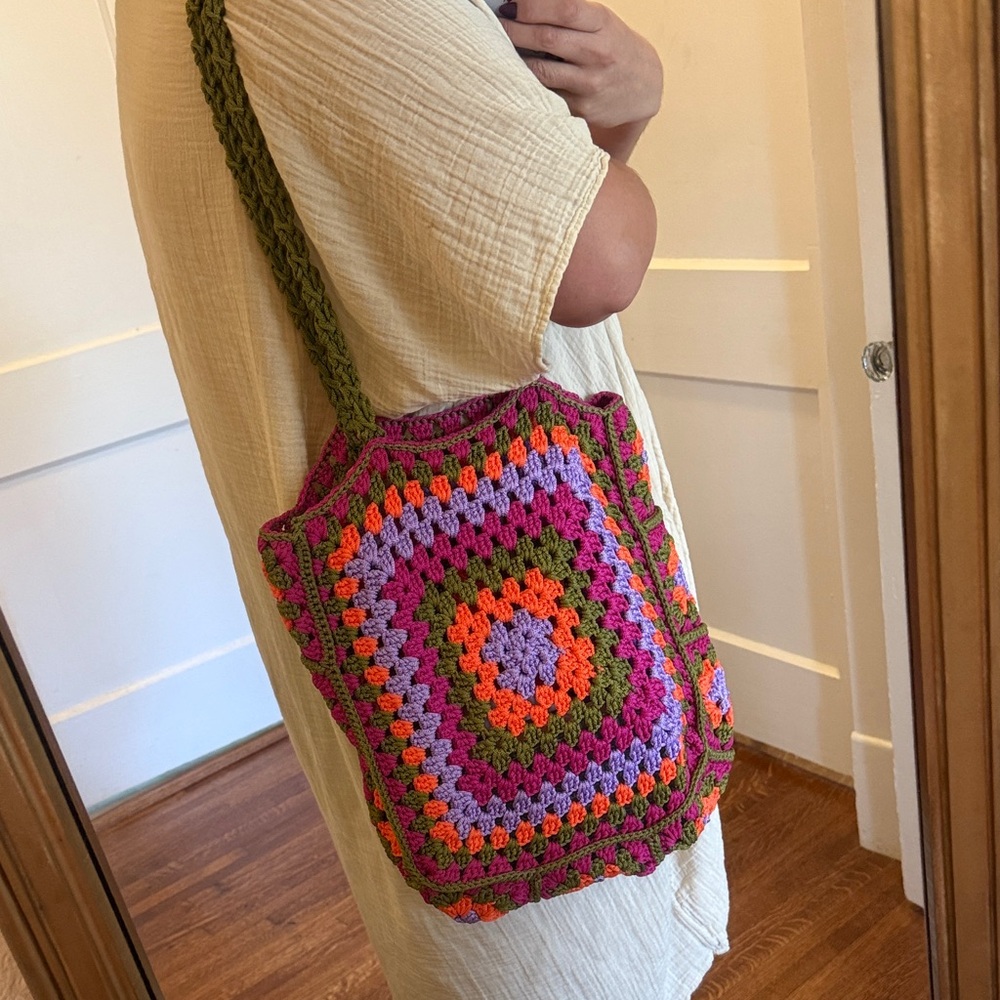 Handmade Crochet Square Tote Bag
